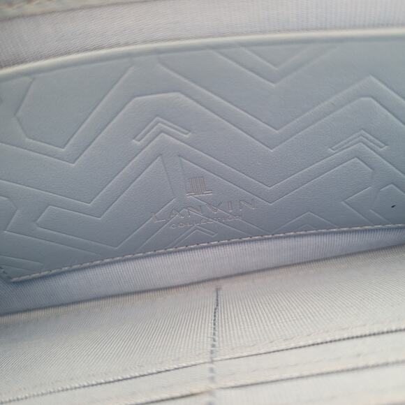 Lanvin Solid Blue Leather Zip Around Large Wallet Long Clutch Logo Designer - Picture 6 of 10